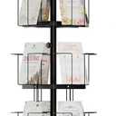 TONGMO 7-Tier Greeting Card Display Rack: 28-Pocket Rotating Countertop Stand for Postcards, Brochures, and Greeting Cards (White, 68.9H)