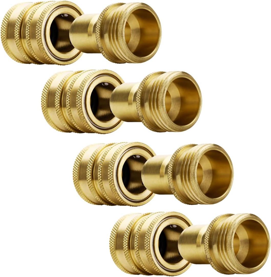 YAMATIC Garden Hose Quick Connect Water Hose Fittings - 3/4" Thread - High Grade Brass Durability and Leak Free Upgrade(4 PACK)