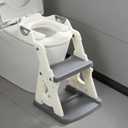 Potty Training Toilet Seat, Stable Potty Training Seat with Step Stool, 2 in 1 Toddler Toilet Seat with Steps for Kids Boys Girls, Toddler Potty Seat with Ladder, Splash Guard, Anti-Slip Pads (Gray)