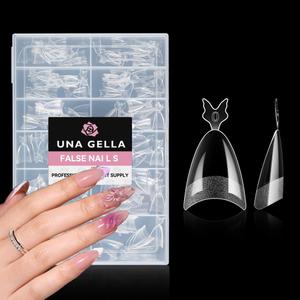 UNA GELLA Almond Shape Nail Tips Half Cover 216pcs Medium Almond Gel Nail Tips Pre-buff Matte Soft Gel Acrylic Press On Nails Easier Nail Extentions Art Salon 12 Sizes