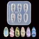 Nail Art Silicone Mold Embossed Cream Chain Design DIY Manicure 3D Carving Template with 6 Patterns, Resin Craft Making Tool Mould for Women Nail Decoration