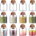 Suclain 6 Pcs Glass Jars with Cork Ball Lid Food Storage Containers Clear Wood Cork Bottle Candy Jars 17 Oz/500ml Coffee Canister for Beans Nut Sugar Decorative Kitchen Storage Organizer