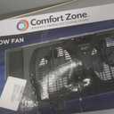 Comfort Zone Window Fan for Bedroom, 9 inch 3 Speed Dual Fans with Auto-Locking Expanders, Window Exhaust Fan, Removeable Bug Screen, Black