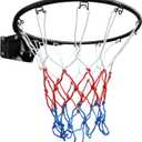 MIUDGIG 18" Basketball Rim Replacement, Universal 18" Professional Double Spring Solid Steel Basketball Hoop Rim with Net Fits In-Ground & Wall-Mounted Basketball Hoops, Indoor/Outdoor