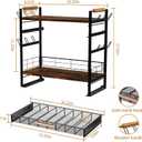 Coffee Bar Station Organizer for Countertop - 32 Pod for K Cup Holder with Drawer and 12 Mug Holder, 3 Tier Coffee Bar Accessories (Black, 3-Tier with 1 drawer)