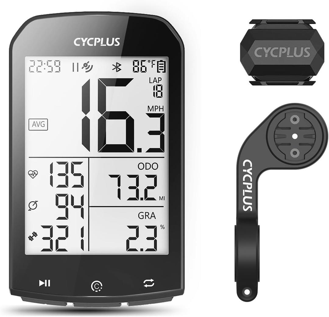 CYCPLUS GPS Wireless Bike Computer, Cycling Computer GPS with Bluetooth/ANT+, Bike Speedometer with 2.9" LCD Screen, Auto Backlight IPX6 Waterproof (New Upgraded)