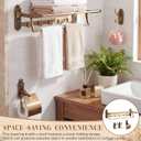 4-Pieces Vintage Bathroom Hardware Set 24 Inch Foldable Wall Mounted Towel Rack with Hooks, Toilet Paper Holder & 2 Wall Hook, Antique Brass Finish, Carving Design for Home, Hotel or Guest Bathroom