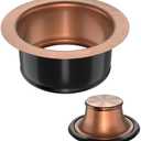 EXAKEY Kitchen Sink Garbage Disposal Flange and Stopper,Sink Drain Flange with Stopper for Garbage Disposal Stainless Steel Fit Universal 3-1/2" Standard Sink Drain Opening Antique Copper