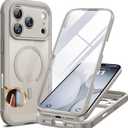 Miracase Magnetic for iPhone 17 Pro Case 6.3" [Compatible with MagSafe] Full-Body Phone Case with Built-in Glass Screen Protector & Camera Control,Drop Proof iPhone 17 Pro Cover, Grey Titanium