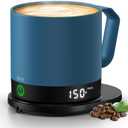 Self Heating Coffee Mug, 14 Oz Temperature Control Smart Mug, Double Sided & Real-Time LED Display, Fast Heating, Mug Warmer with 120 Min Battery Life, Birthday Gifts for Women and Men(Blue) (Slate Blue)