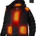 Heated Jacket for Men with Btter Pack, Winter Outdoor Soft Shell Electric Heating Coat with Detachable Hood (X-Large, Black)