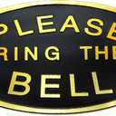 Please Ring the Bell Aluminium Doorbell Sign with Screws Black and Golden 5.5x2.7 inch