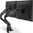 EVEO Premium Dual Monitor Mount 14"-32 Dual Monitor Arm VESA Bracket Adjustable Height Gas Spring Dual Monitor Stand, Screen Full Motion Dual Monitor Arm-Computer Monitor Stand for 2 Screens - Black