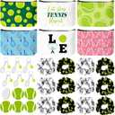 Y1tvei 30Pcs Tennis Cosmetic Bag Hair Scrunchies Round Mirrors Racket Keychain Tennis Party Favors Gifts, Sports Makeup Bag Accessories for Women Girls Sports Lovers Players Team Party Decor Supplies