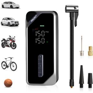 Car Tire Inflator Portable Air Compressor–150 PSI Tire Pump for Car Tires, Electric Bike Tire Pump, Cordless Bike Pump with Digital Pressure Gauge, 4 Preset Modes for Car Bike Motorcycle Balls