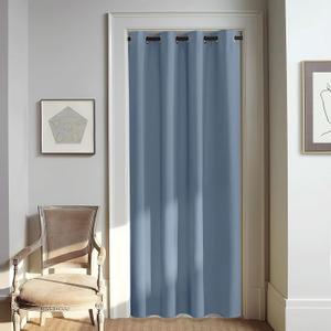 NICETOWN Stone Blue Blackout Doorway Curtain 80 inches Long - Grommet Thermal Curtain Privacy Window Treatment Room Darkening for Bedroom/Living Room (1 Panel, W46 x L80)