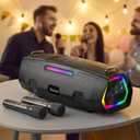 60W Hi-Fi Loud Sound Karaoke Machine - Portable Karaoke Speaker with 2 Wireless UHF Microphones 10s 5.3 Bluetooth Fast Pairing & 50ft Stable Connection - 6-12H Long Runtime for All Home Party & Events