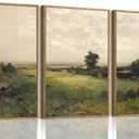 WKGZGYS 3 Piece Vintage Landscape Framed Wall Art French Country Canvas Art Prints Farmhouse Paintings Nature Scenery Pictures Artwork Decor For Living Room Bedroom 12x16in