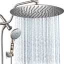 Cobbe 12 Inch All Metal Rain Shower Head, Dual Shower Heads with Handheld Spray Combo - Upgrade Extension Arm Height Adjustable - 9 Spray Filtered Shower Head, Brushed Nickel