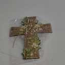 Tiamon He is Risen Door Hanger Wooden Easter Door Sign Greenery Print Cross Hanging Sign Religious Easter Hanging Decorations for Wall Home Indoor Outdoor Spring Decor Supplies, 13 x 10.6 Inch