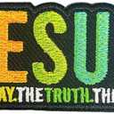 Jesus Way Truth Life 3 Inches Iron On/Sew On Embroidered Applique Patches, Bible Verse Embroidery Patches, DIY Accessories for Backpacks, Army Vests, Bags, Hats, Clothes, Gift for Christian
