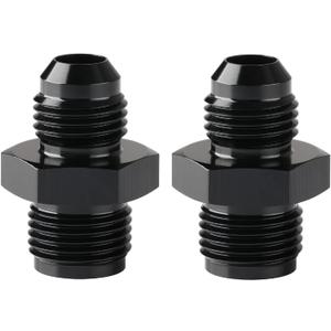 6AN Male to 5/8-18 Inverted Flare Adapter Fitting Connector Aluminum Black, Pack of 2
