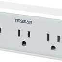 Multi Plug Outlet Extender, TESSAN Surge Protector Wall Plug Splitter with 5 Electrical Outlet Expander, Multiple Plug Adapter for Travel Home Office (Grey-White)