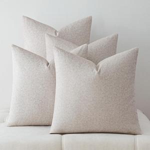 Waterproof Christmas Throw Pillow Covers Set of 4,20x20 Inch Outdoor Stain Resistant Pet Friendly Pillowcases Cushion Covers for Patio Sofa and Living Room,Beige Gray