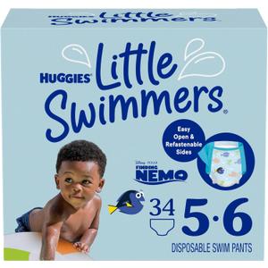 Huggies Little Swimmers Disposable Swim Diapers, Size 5-6 (32+ lbs), 34 Ct (2 packs of 17)