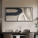 Large Framed 3D Abstract Wall Art for Living Room, Horizontal Neutral Beige Blue Textured Paintings Artwork for Walls, Organic Modern Minimalist Pictures Wall Decor for Bedroom Dining Office 60x30 In