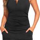 Womens Tankini Swimsuits with Shorts - 2 Piece Tummy Control Bathing Suit V-Wire Drawstring Swimwear with Pockets 2026 (X-Large, Black)