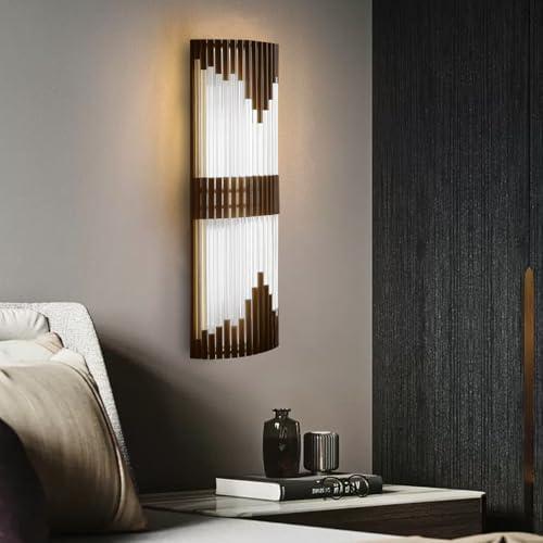 AWWGGA Black Wall Sconce Indoor, Modern LED Wall Lights Glass, 19W Dimmable Black Wall Mount Light for Living Room Bedroom Hallway Corridor, 3000K