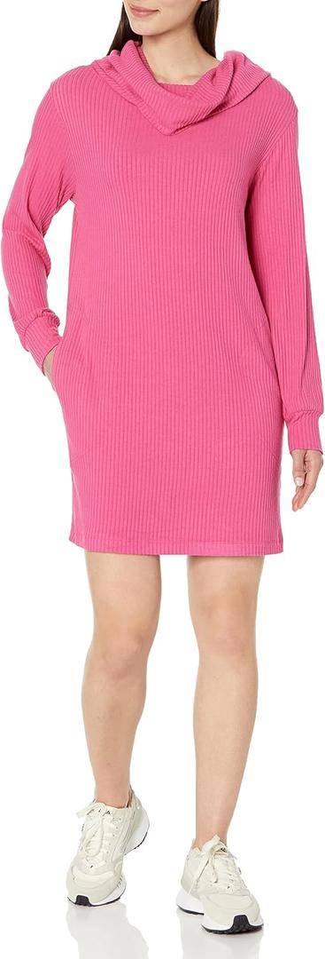 Velvet by Graham & Spencer Women's Winnie Cowl Neck Sweater Midi Dress (Hot Pink), Small