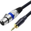 XLR to 3.5mm (1/8 inch) Stereo Microphone Cable for Camcorders, DSLR Cameras, Computer Recording Device and More - 1.6ft/50cm