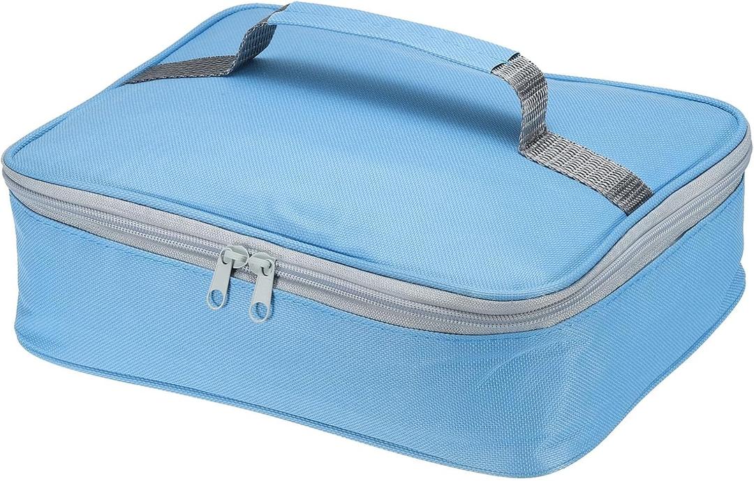PATIKIL 12.2"x9.6"x2.8" Insulated Lunch Bag, Waterproof Lunch Box with Handle Lunch Tote Bag Portable Food Storage for Work Outdoor Picnic, Sky Blue Grey