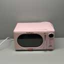 Nostalgia Retro Compact Countertop Microwave Oven - 0.7 Cu. Ft. - 700-Watts with LED Digital Display - Child Lock - Easy Clean Interior - Pink
