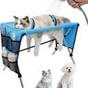 Pet Grooming Hammock for Small Dogs & Cats, Stainless Steel Bracket, 30-Pound Weight Capacity, Foldable Dog & Cat Grooming Table for Nail Trimming, Bathing & Care