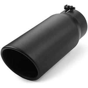 Exhaust Tip 5" Inlet, A-KARCK Exhaust Tailpipe Tip 5" Inlet 6" Outlet 15" Long Black Coating Bolt On for Pickup Truck Tailpipe