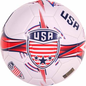CLASICO USA Soccer Ball Size 5 Match Ball with Clean White Base and Red & Blue USA Colours, Includes Pump & Needle, for Ages 14 and Up