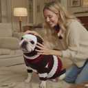 2 Pcs Scarf and Sweater Set for Dogs & Owners, Soft & Warm Dog Ear Protection, Cozy Dog Earmuffs Anxiety Reducing, Fashionable Winter Scarf for Small/Medium/Large Dogs and Humans, Brown