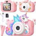 Kids Camera for 3-12 Year Olds | HD Dual Lens Camera with 32GB Memory Card, 2 Shockproof Silicone Cases, Educational Games, MP3 Player, Video Recorder & Fun Filters | Gift for Boys Girls (Pink Unicorn)