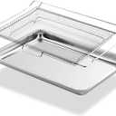 LRAL302S Air Fryer Basket and Tray Replacement for LG Oven Parts, 304 Stainless Steel LRAL303S Air Fry Tray for LG Stove Parts Air Fry Crisper Basket LG Oven Air Fryer Rack 1 Pack