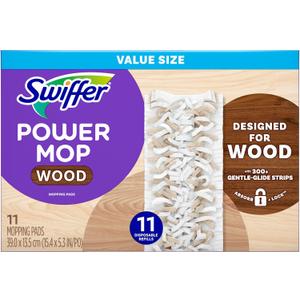 Swiffer PowerMop Wood Mopping Pad Refills for Floor Cleaning, 11 Count