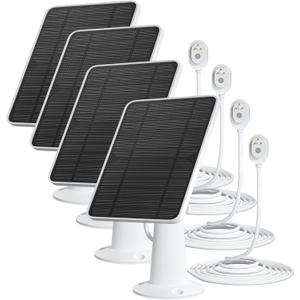 Solar Panel Charger Compatible with Arlo Ultra/Ultra 2/Pro 3/Pro 4/Pro 3 Floodlight Security Camera, 5V 4W Solar Panels Charging IP65 Weatherproof w/ 9.8ft Charging Cable Adjustable Wall Mount, 4 Pack