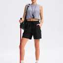 SANTINY Women's 5''/ 7''/9'' Hiking Cargo Shorts Quick Dry Lightweight Summer Shorts for Women Athletic Golf Zipper Pockets (Black, XS)