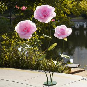 ZEYEXE Giant Roses Artificial Flowers for Decoration with Stand,Oversized Handmade Paper Rose Decoration for Wedding,Party,Window Display,Photography Prop,Valentine’s Day & Event Decor(Pink)