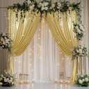 Outpain Thick 20 ft x 10 ft Gold Sequin Backdrop Curtain for Parties, Wrinkle Free Glitter Photo Backdrop Drapes 4 Panels 5x10ft Gold Back Drop Cloth for Wedding Christmas Photography Background