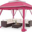 COOS BAY 11x11 Pop Up Gazebo with Mesh Netting, Instant Outdoor Canopy Tent, Water Resistant Shelter with UPF 50+ UV Protection, 121 Sq Ft Coverage, Dark Pink