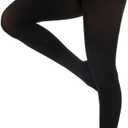80D Women's Tights Semi Opaque Ultra Soft Solid Color Stretchable High Waist Footed Pantyhose with 20+ Colors (Large-X-Large, Black)