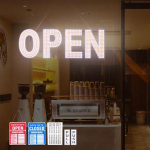 Open Sign for Business, 30"x10" Dimmable Large LED Open Signs with Hanging Installation for Cafes Store Restaurant Office Bar Pubs Hotel Salon (Warm White)